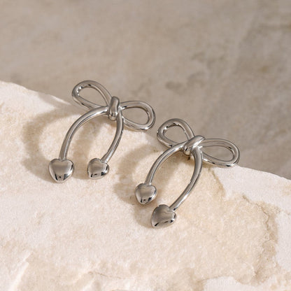 Stainless Steel Bow Earrings.