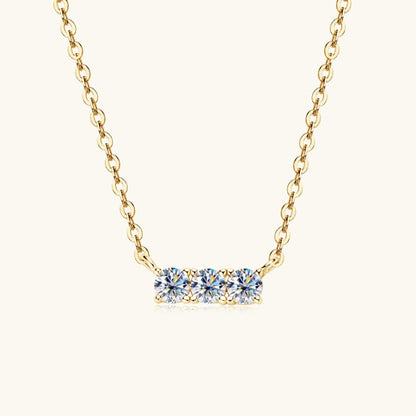 925 Sterling Silver Inlaid Moissanite Bar Necklace.