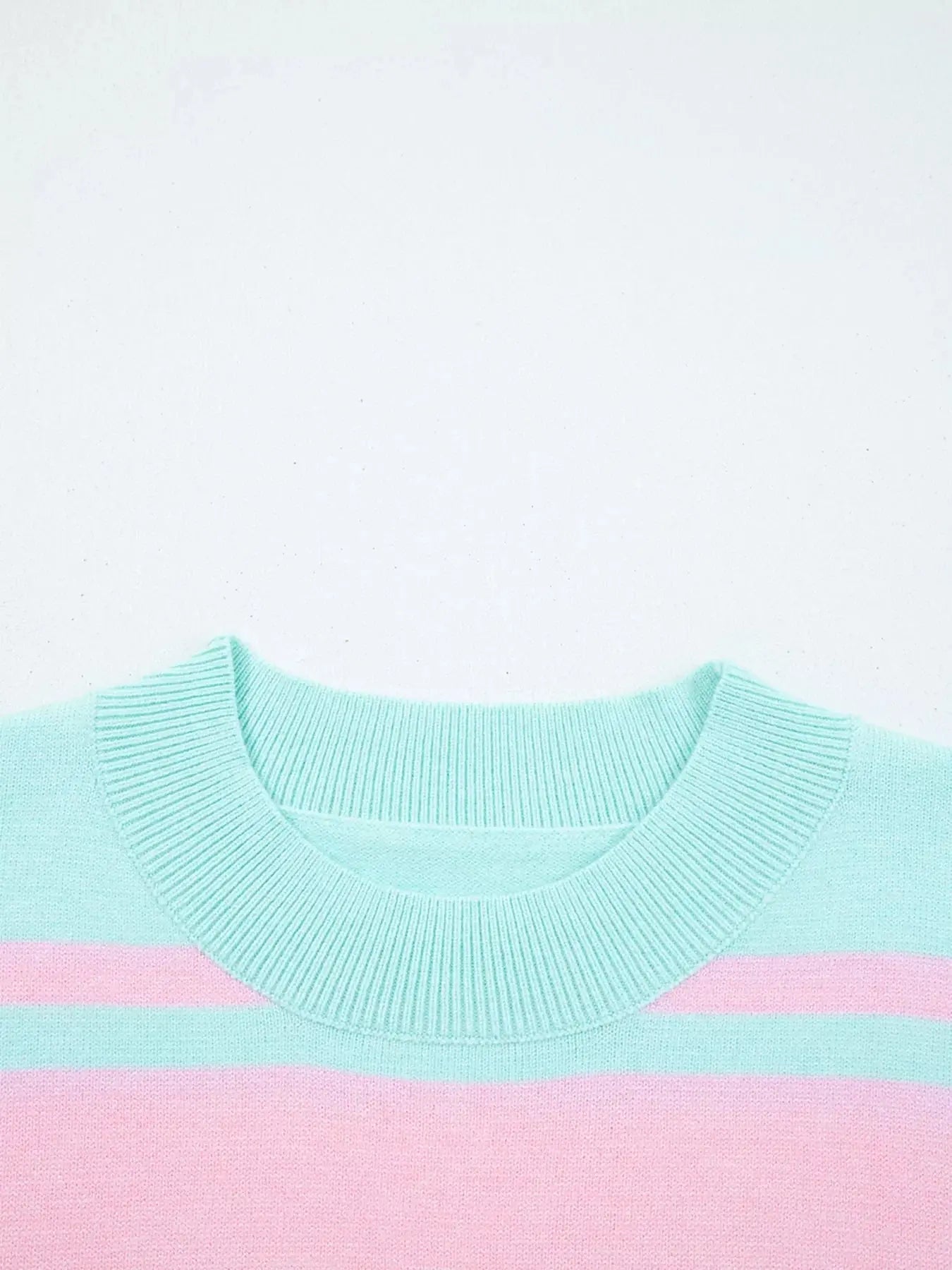 Multicolour Striped Boxy Fit Cropped Knit Sweater With Ribbed Trim Simply Love