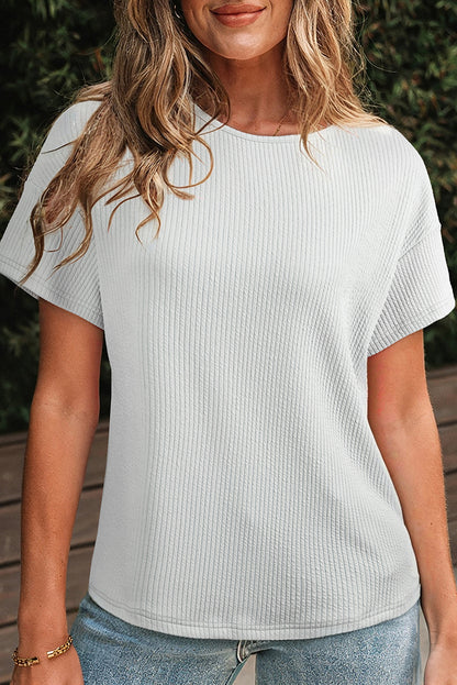 Light Grey Textured Loose Fit T-Shirt