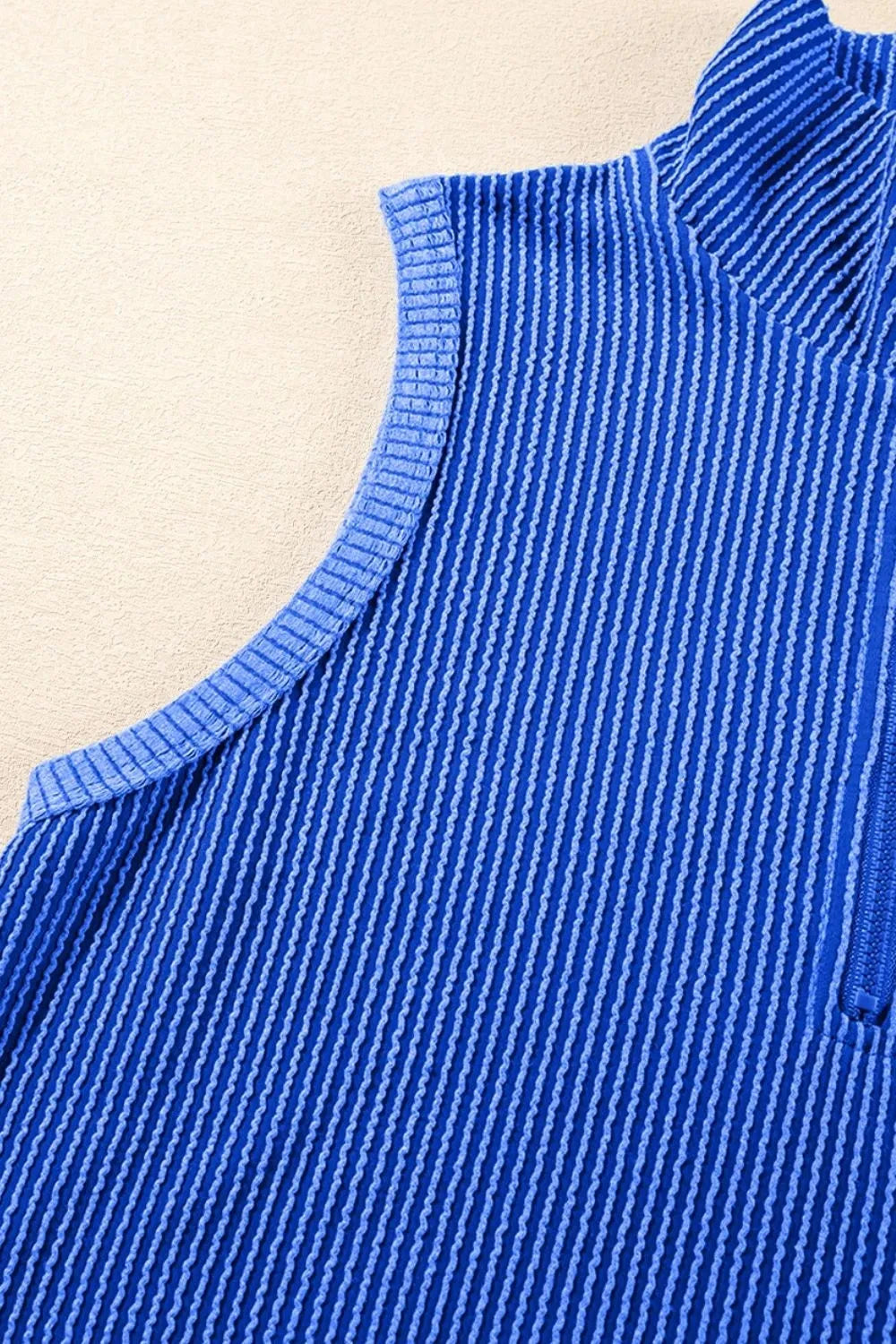 Corded Collared Half Zip Tank and Shorts Set Simply Love