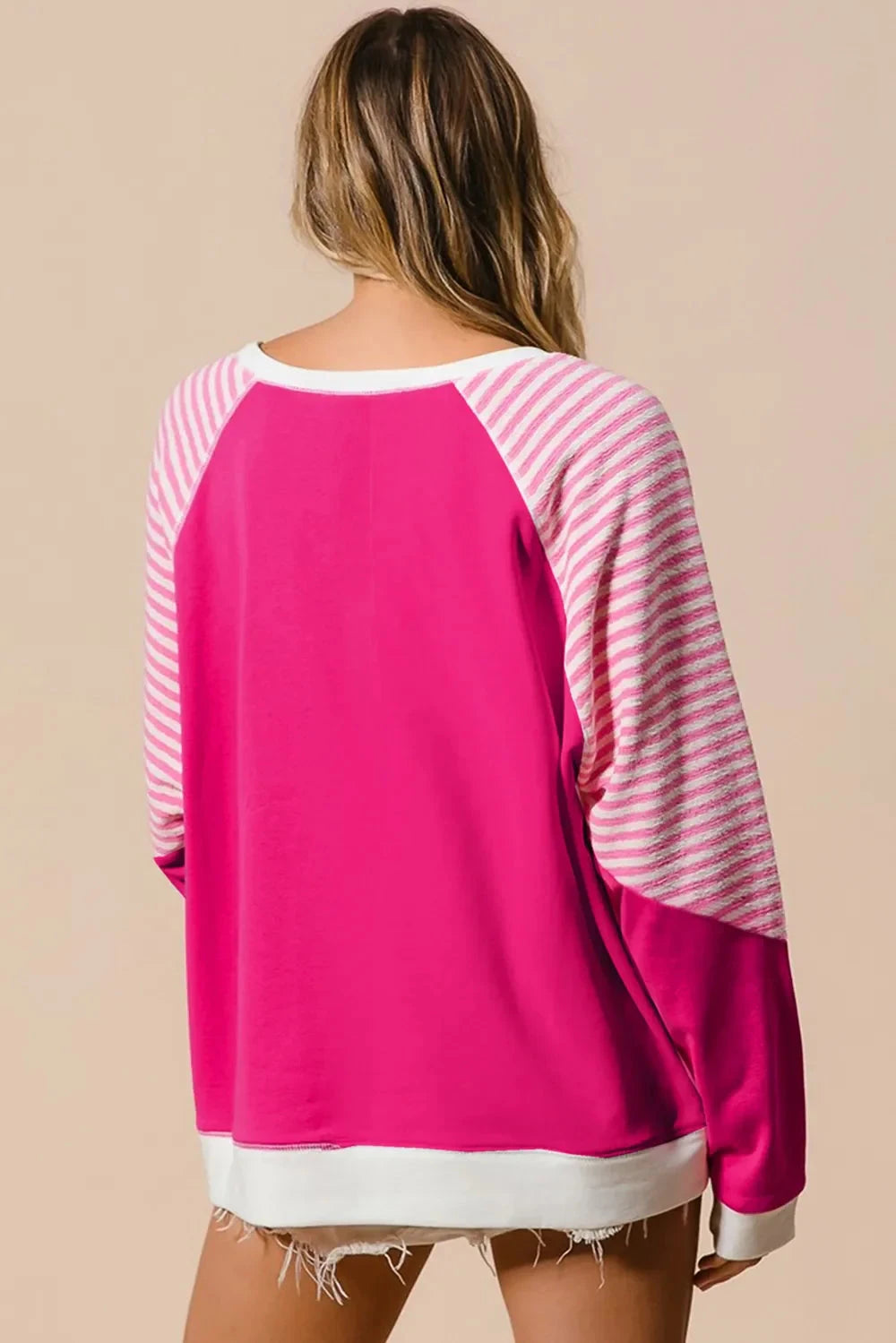 Striped Round Neck Long Sleeve Sweatshirt Coco’s Tee Boutique