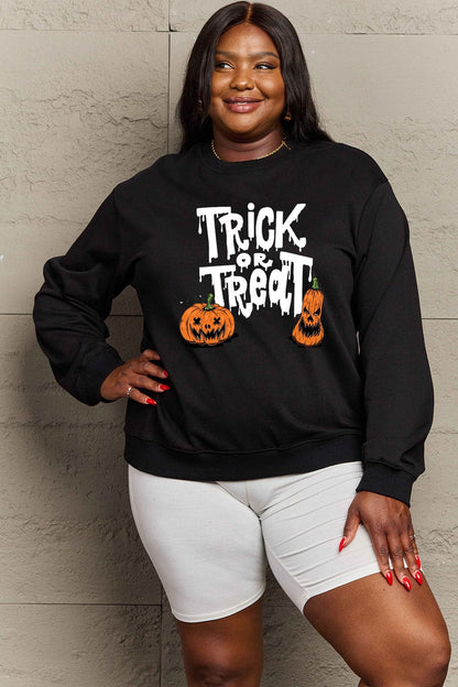 Simply Love Full Size TRICK OR TREAT Graphic Sweatshirt.