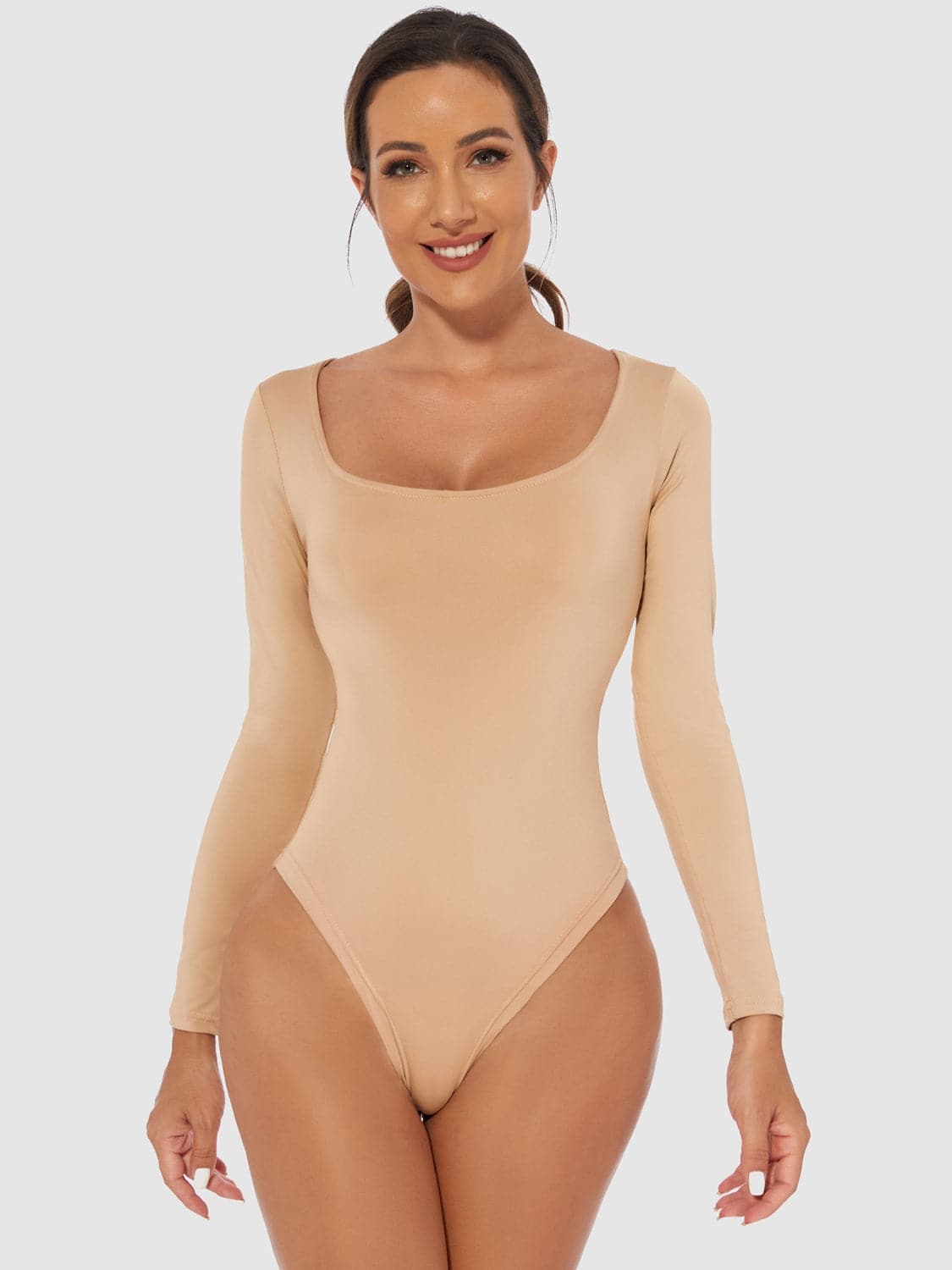 Full Size Scoop Neck Long Sleeve Bodysuit.