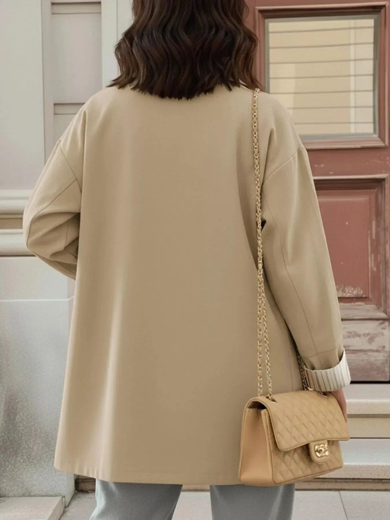 Button-Down Dropped Shoulder Outerwear Simply Love