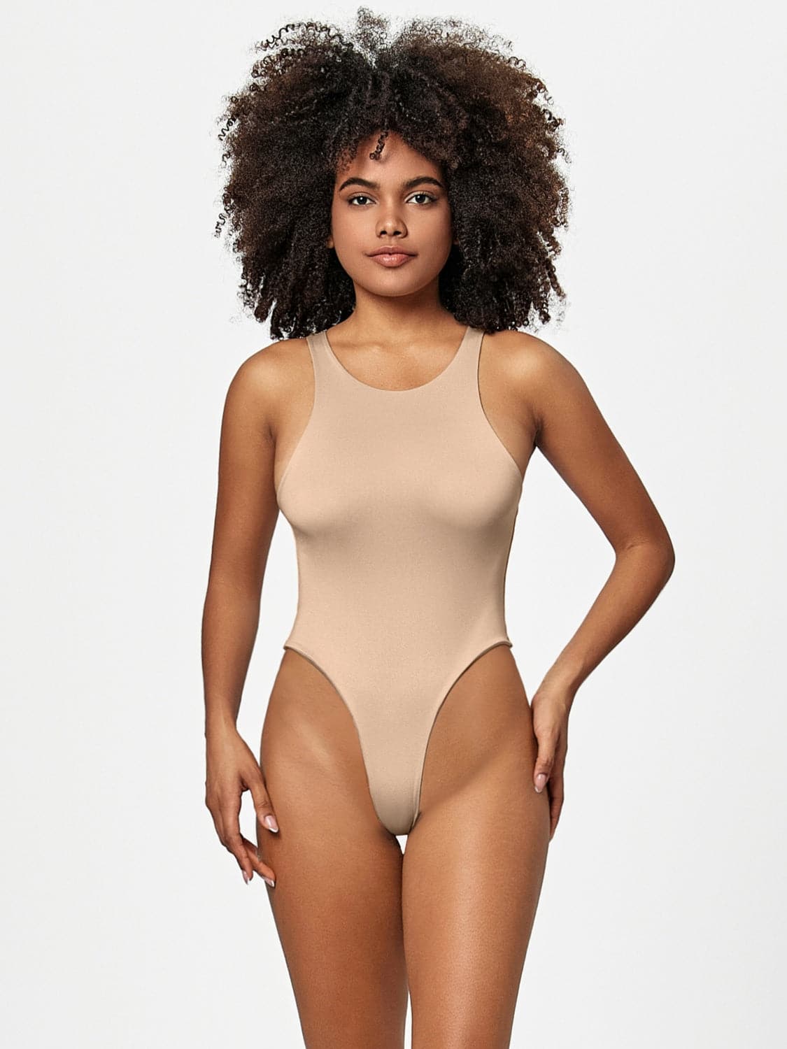 Full Size Round Neck Wide Strap Bodysuit.