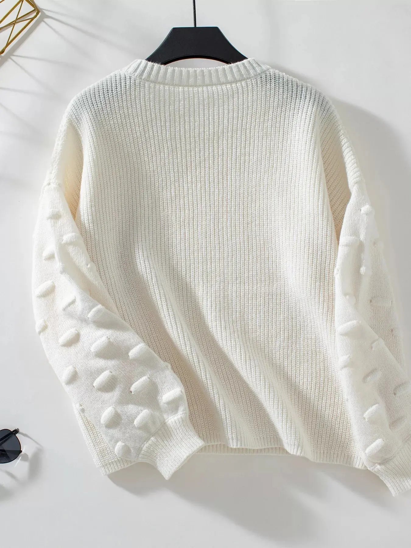 Pocket Detail Round Neck Sweater Simply Love