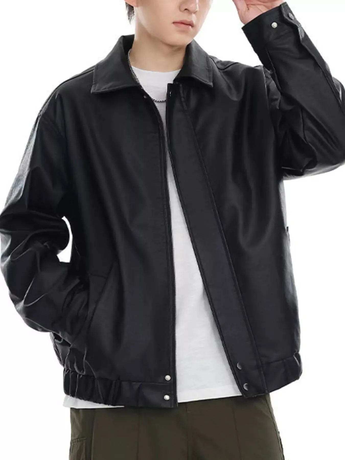 Men's Plus Size Classic Faux Leather Jacket Simply Love