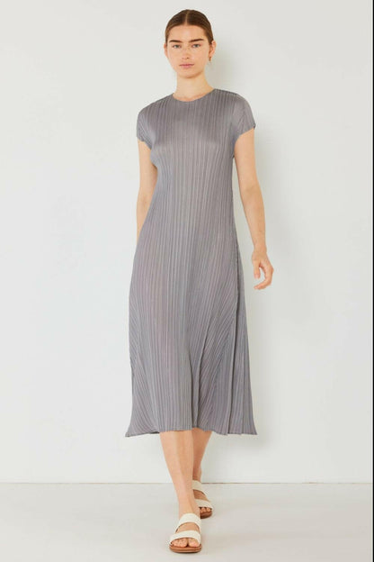 Marina West Swim Pleated Cap Sleeve A-Line Dress.