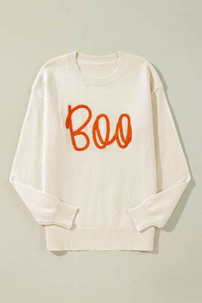 Cozy apricot "Boo" sweater