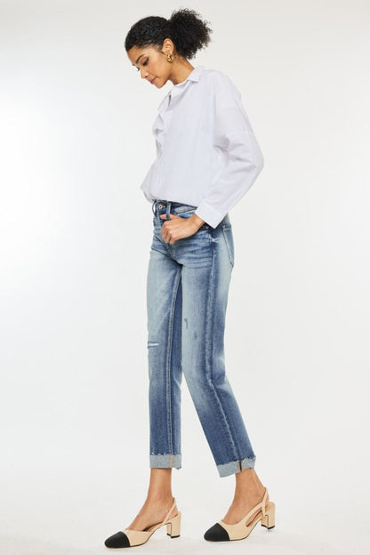 Elevate your style with Kancan high-rise cuffed straight jeans