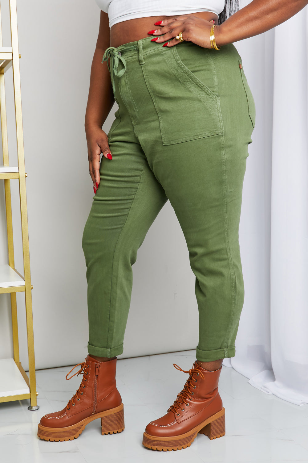 Judy Blue Full Size Drawstring Waist Pocket Jeans Coco’s Tee Boutique