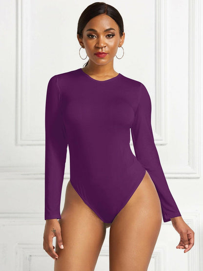 Round Neck Long Sleeve Bodysuit.