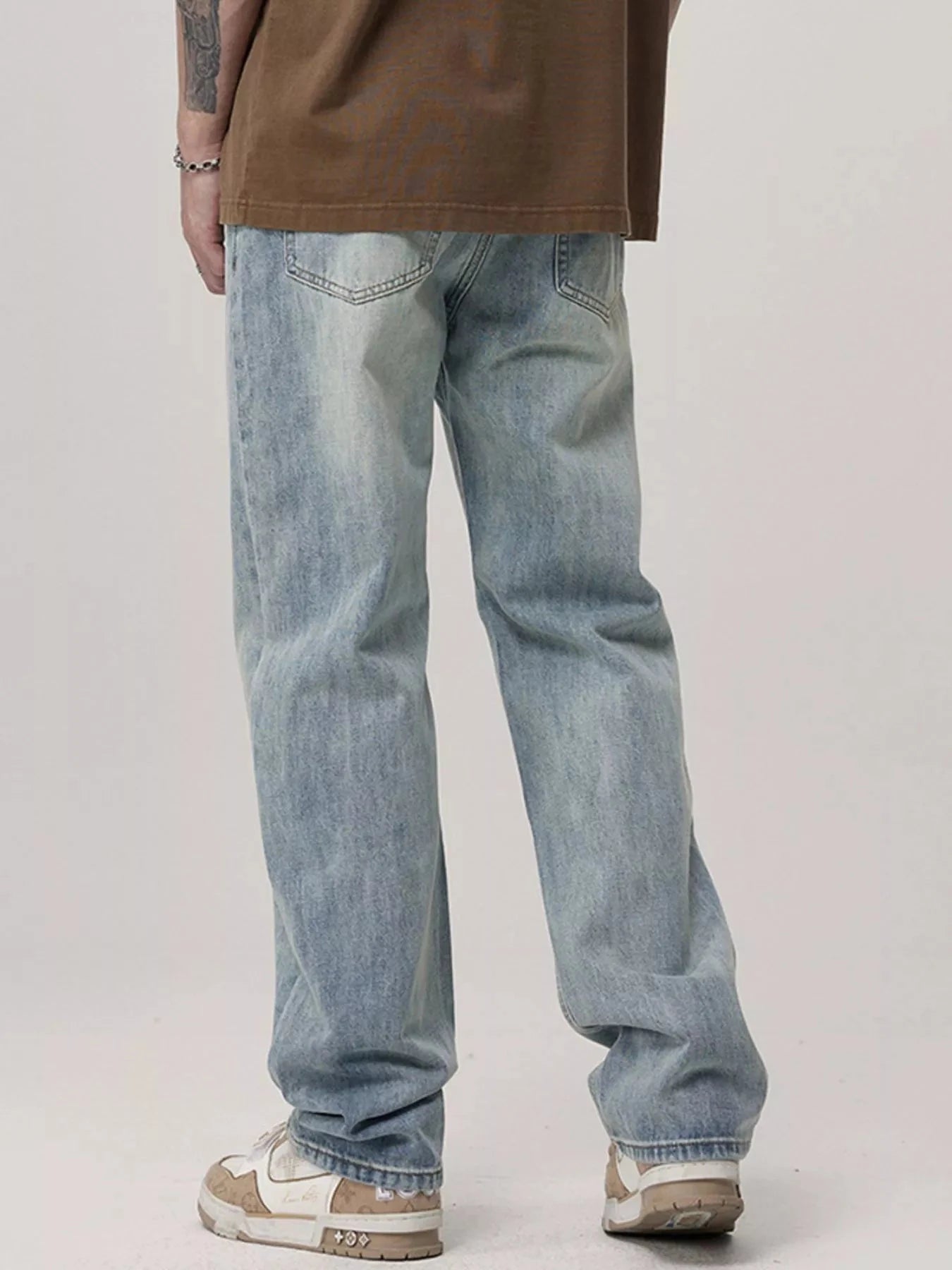 Men's Washed Loose Fit Jeans With Slight Stretch Cotton Blend Simply Love
