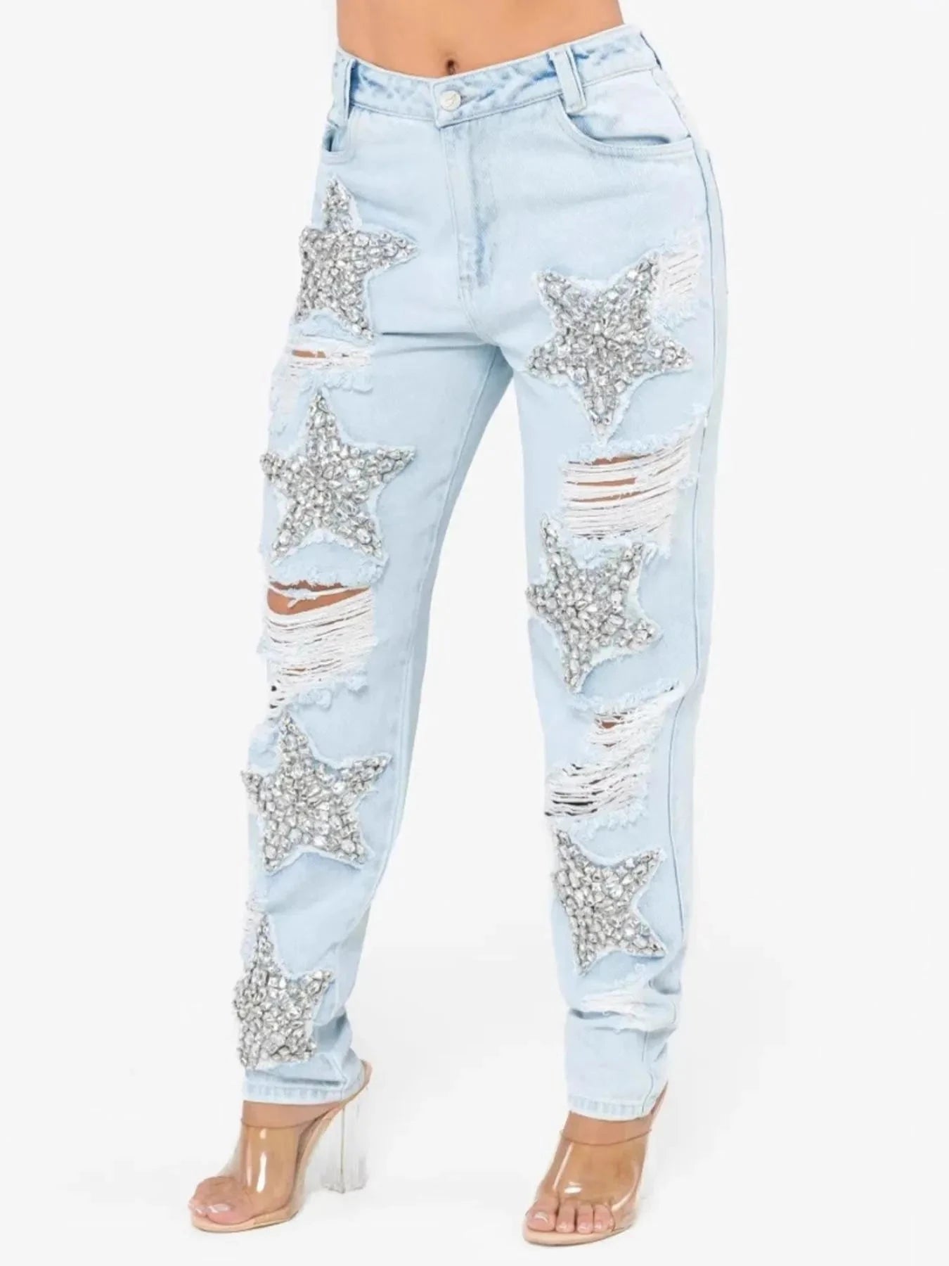 Distressed Star Wash Boyfriend Jeans Coco’s Tee Boutique