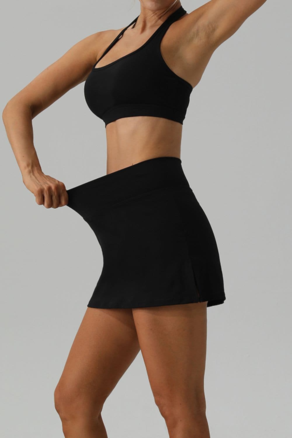 Halter Neck Tank and Slit Skirt Active Set.