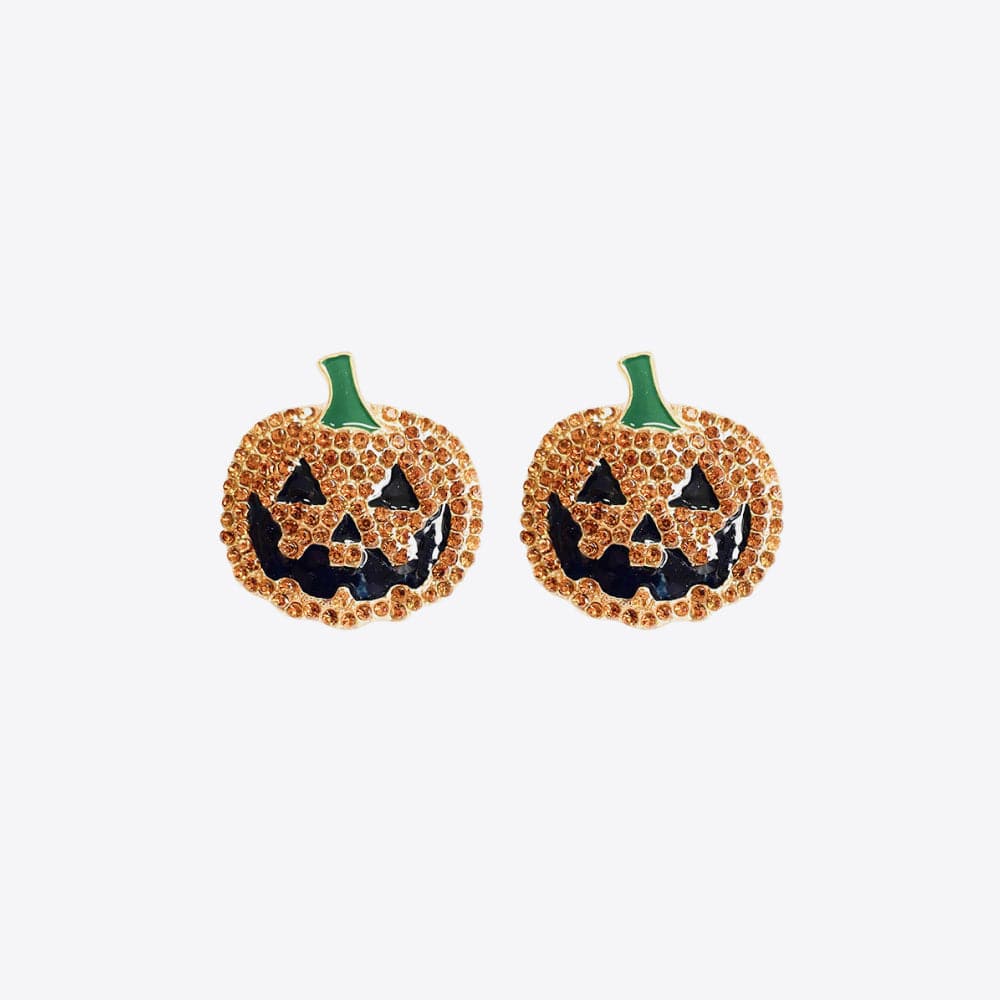 Demon pumpkin earrings with rhinestones