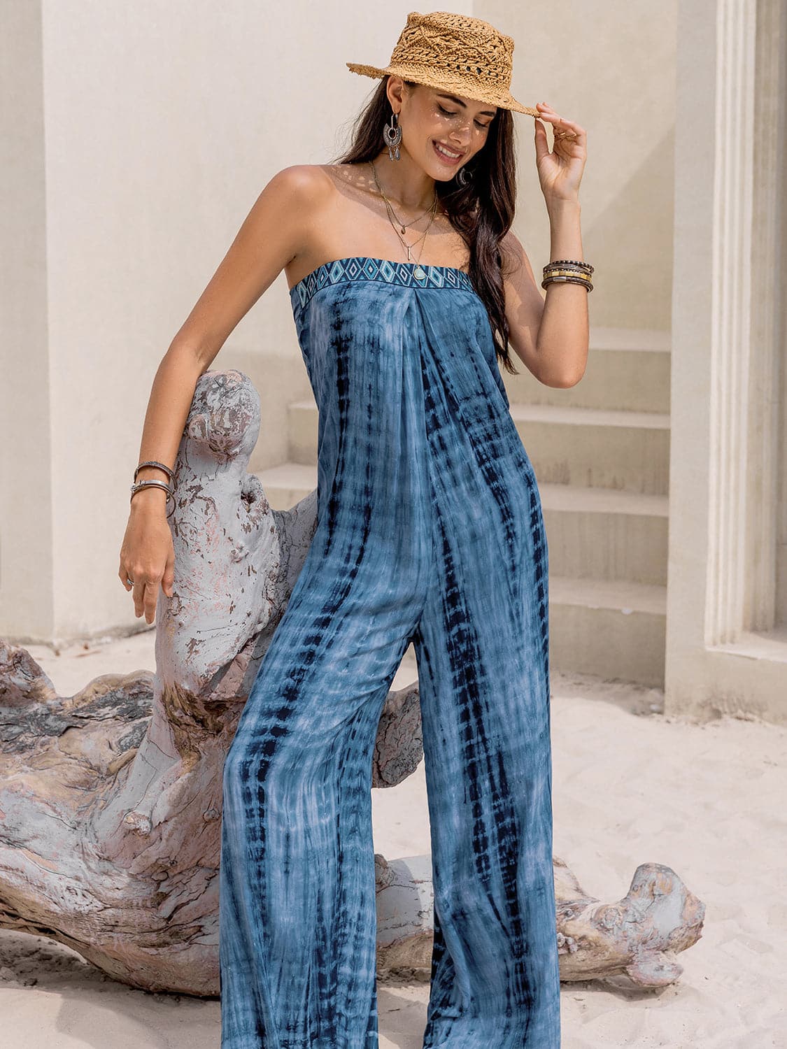 Tied Tube Wide Leg Jumpsuit.