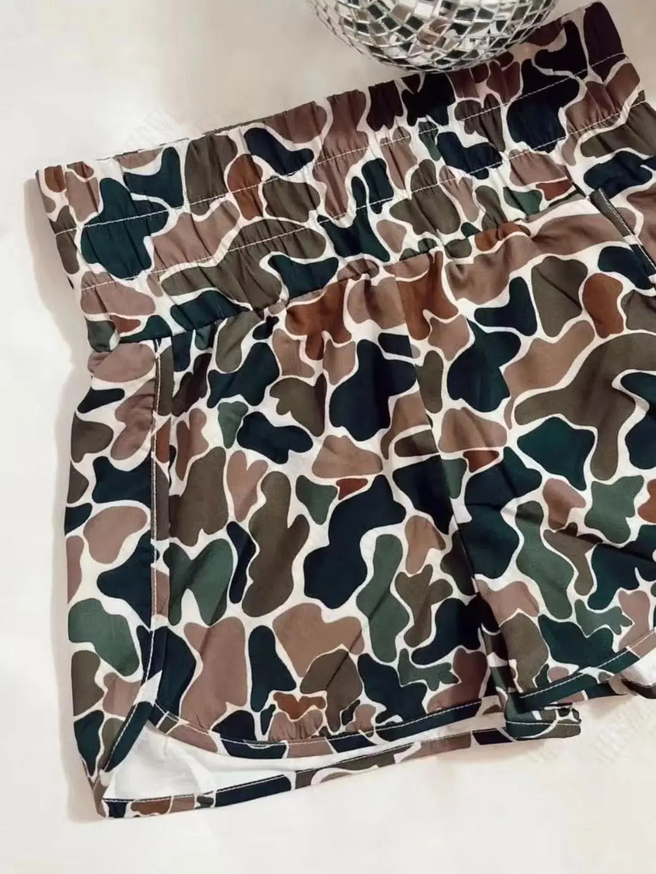 Camo Print Elastic Waist Shorts Simply Love