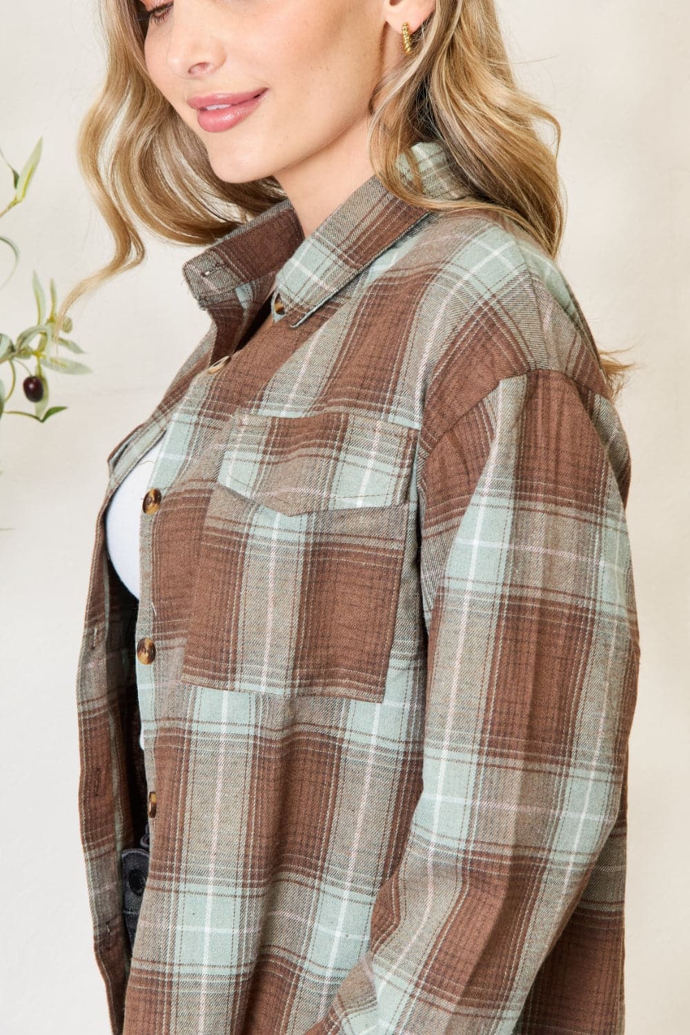 Plaid dropped shoulder shirt