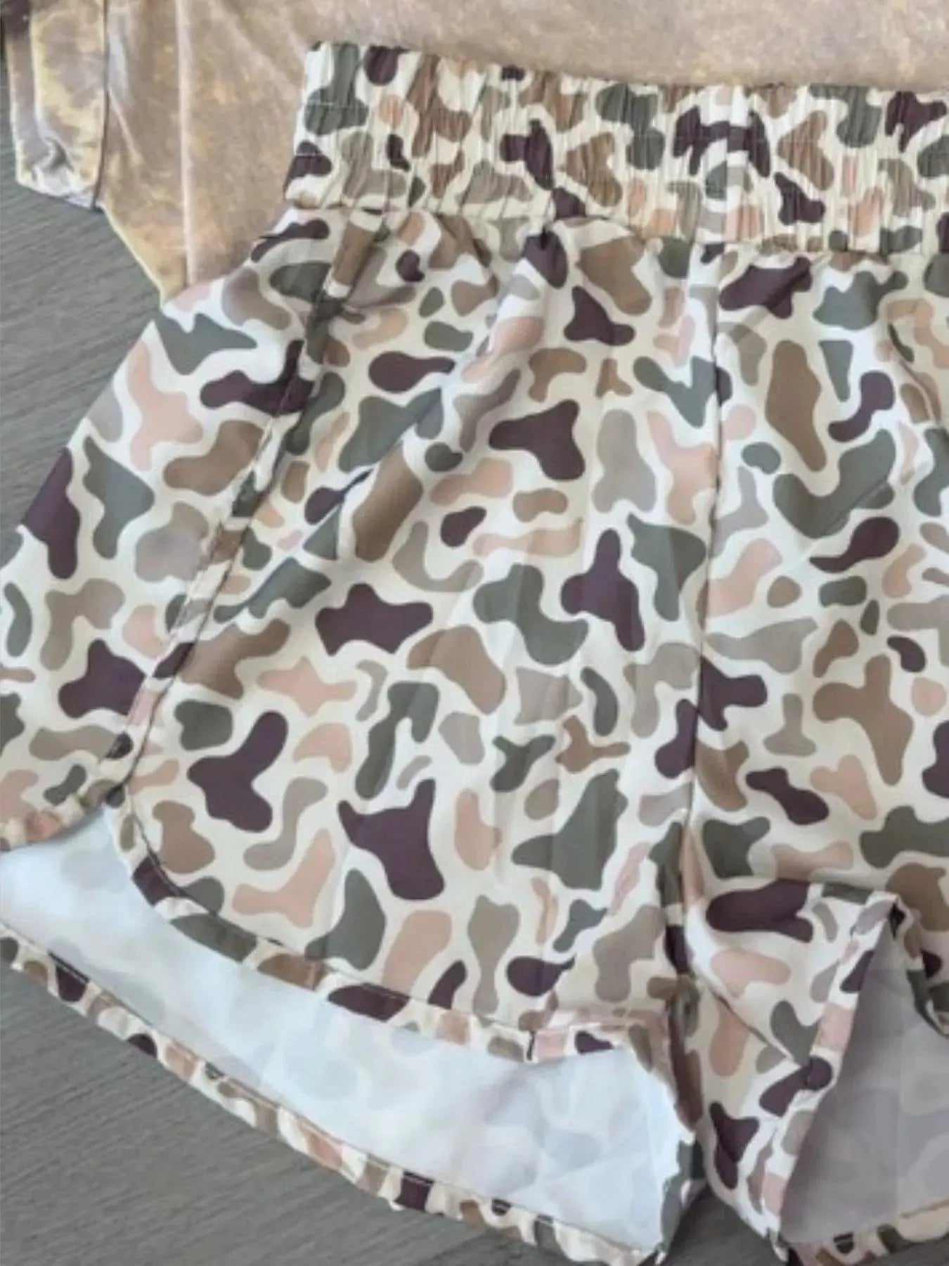 Camo Print Elastic Waist Shorts Simply Love