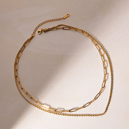 18K Gold-Plated Double Layered Necklace.