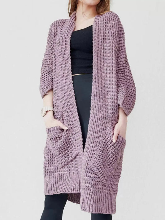 Full Size Chunky Knit Open Front Cardigan Plus Size Simply Love