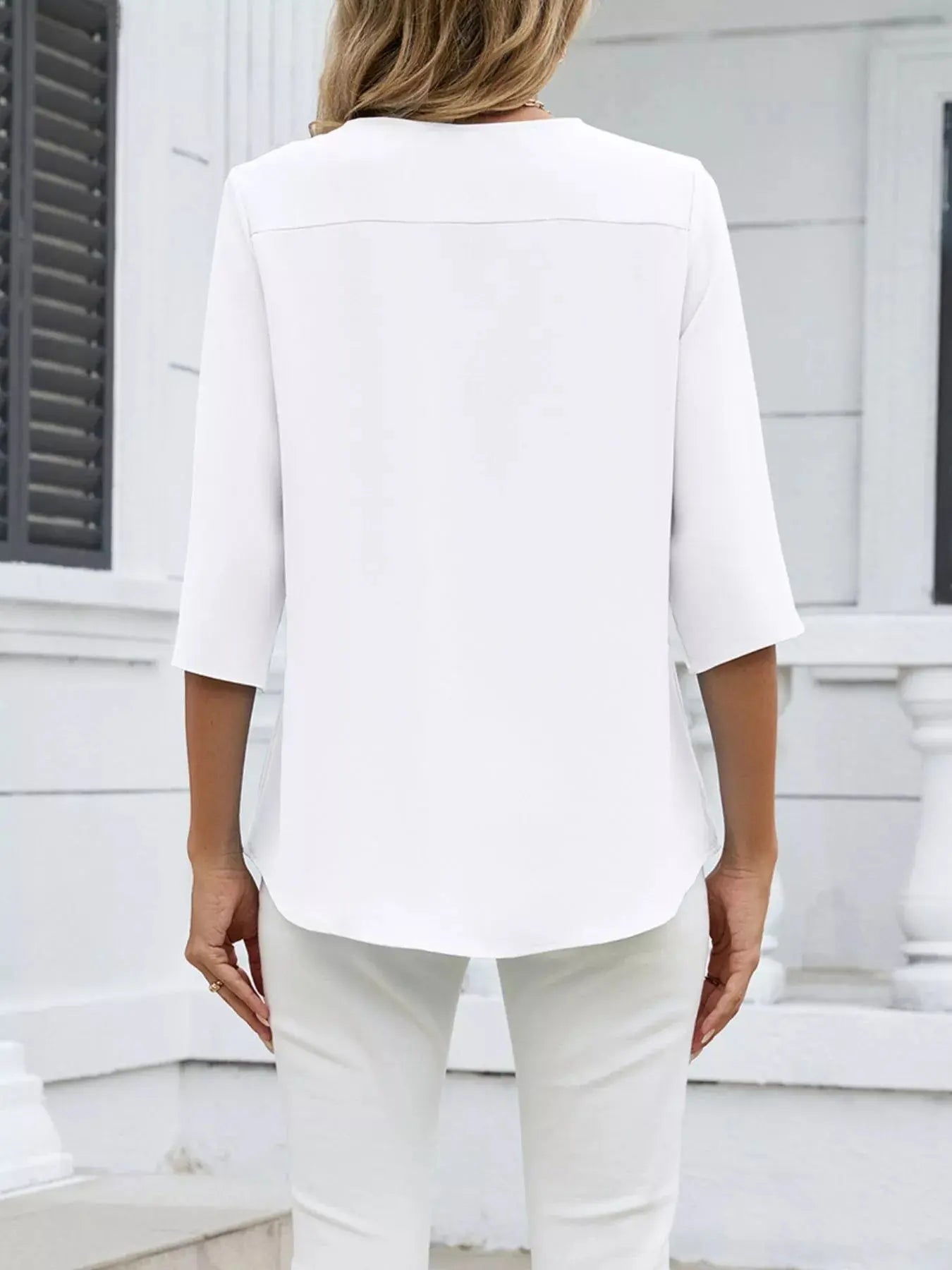 V-Neck 3/4 Sleeve Blouse Simply Love