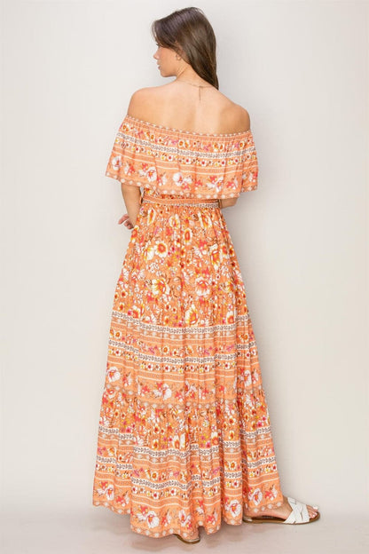 HYFVE Floral Off-Shoulder Tie Front Maxi Dress.