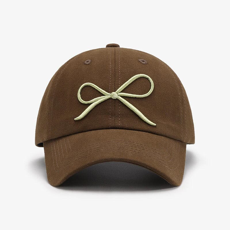 Bow Embroidered Cotton Baseball Cap.