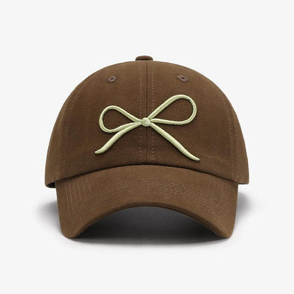 Bow Embroidered Cotton Baseball Cap.