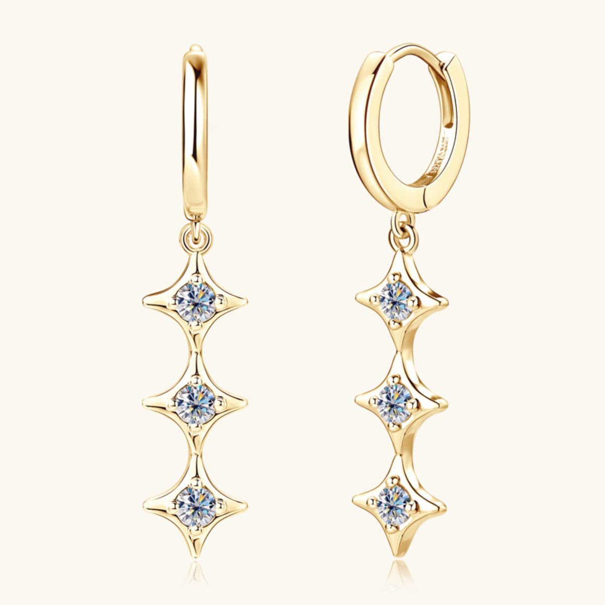 Moissanite 925 Sterling Silver Geometric Shape Earrings.