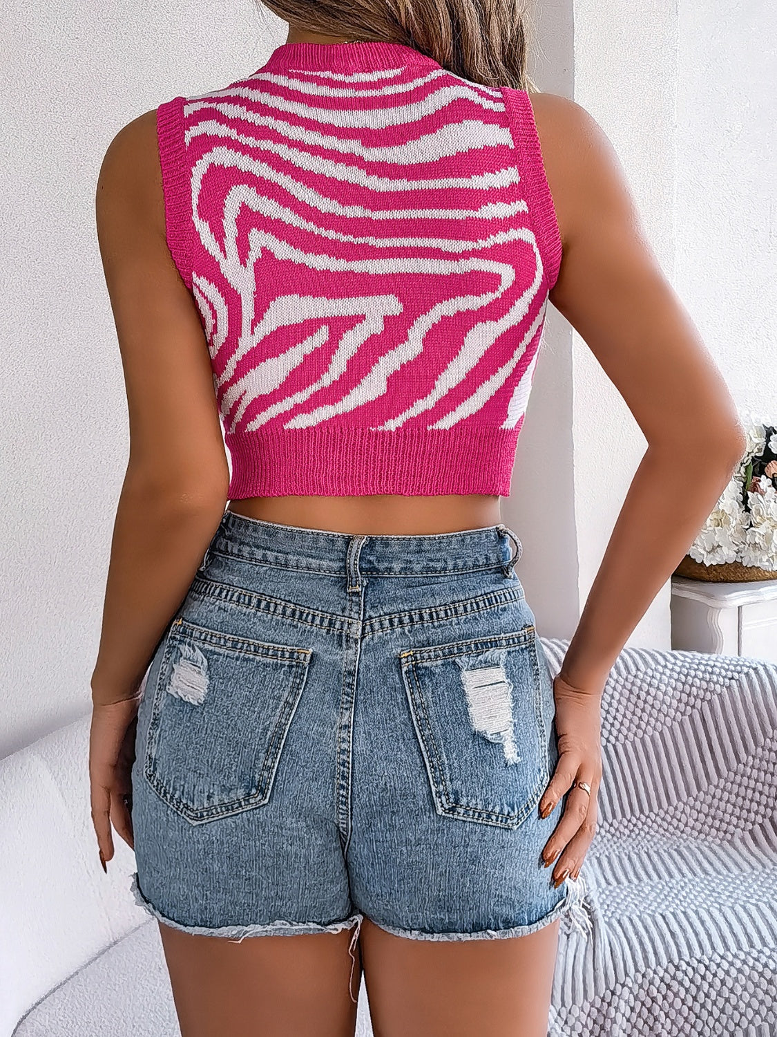 Cutout Animal Print Round Neck Tank Coco’s Tee Boutique