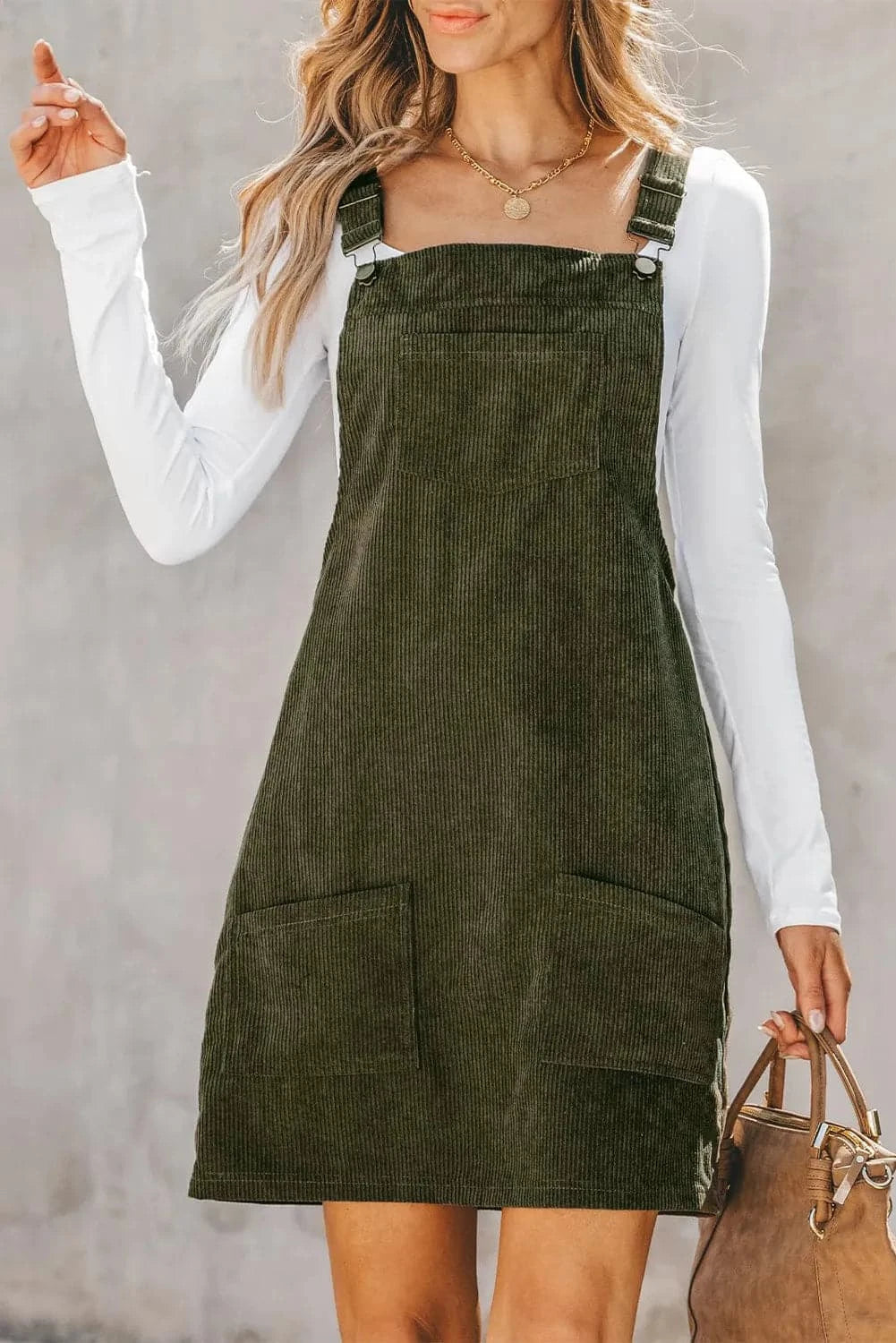 Pocketed Square Neck Wide Strap Overall DressFeatures: Pocketed
Sheer: Opaque
Stretch: No stretch
Body: Not lined
Material composition: 100% polyester
Care instructions: Machine wash cold. Tumble dry low.
ImporLove Salve Pocketed Square Neck Wide StrapCasual Dresses