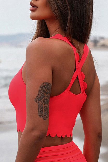 Crisscross Scoop Neck Swim Top.