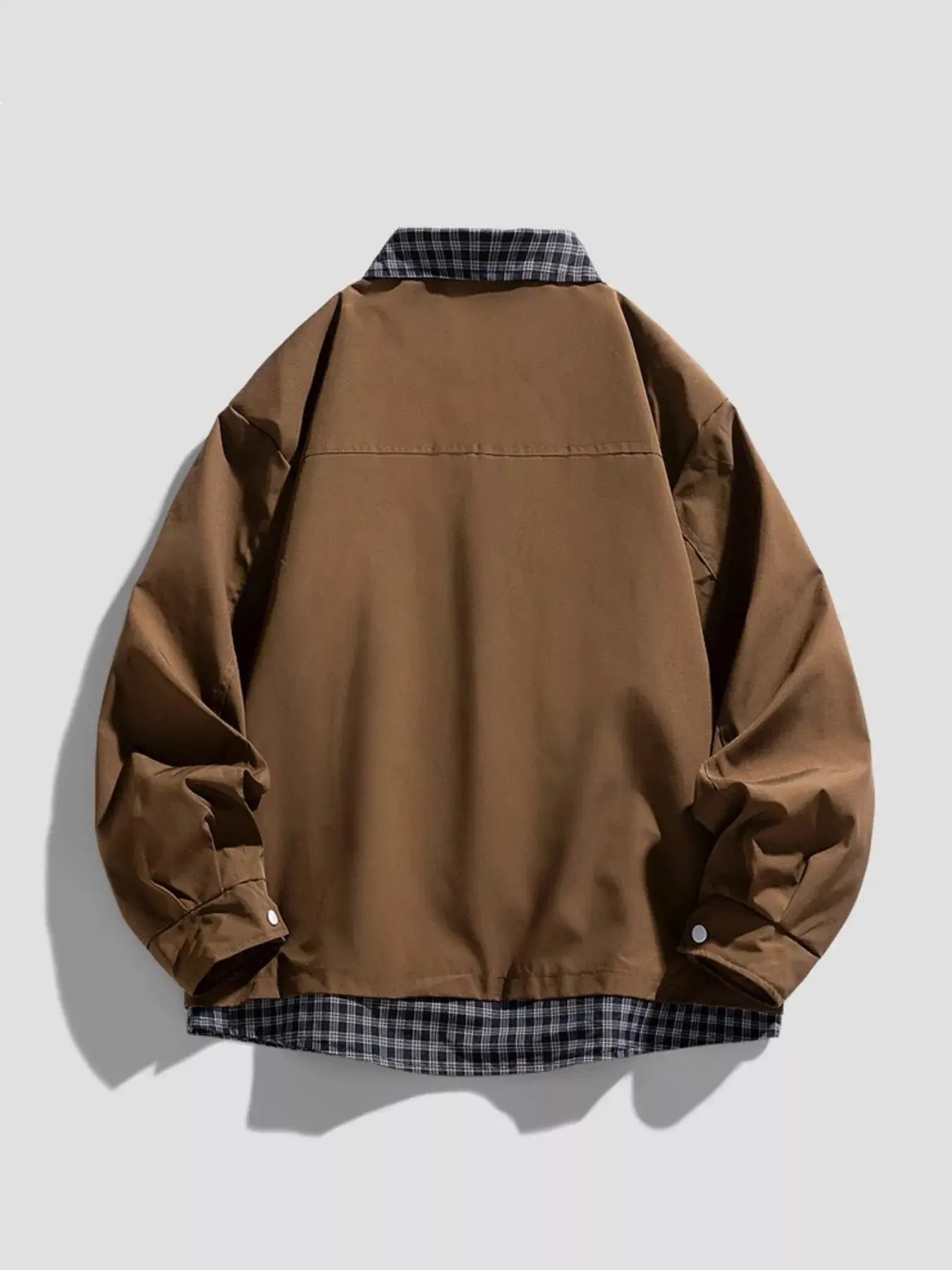 Men's Plus Size Plaid Trim Snap Down Casual Jacket Simply Love