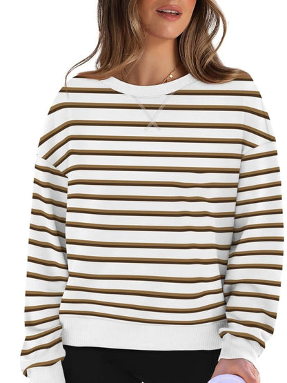 Cozy stripes: Long sleeve round neck sweatshirt