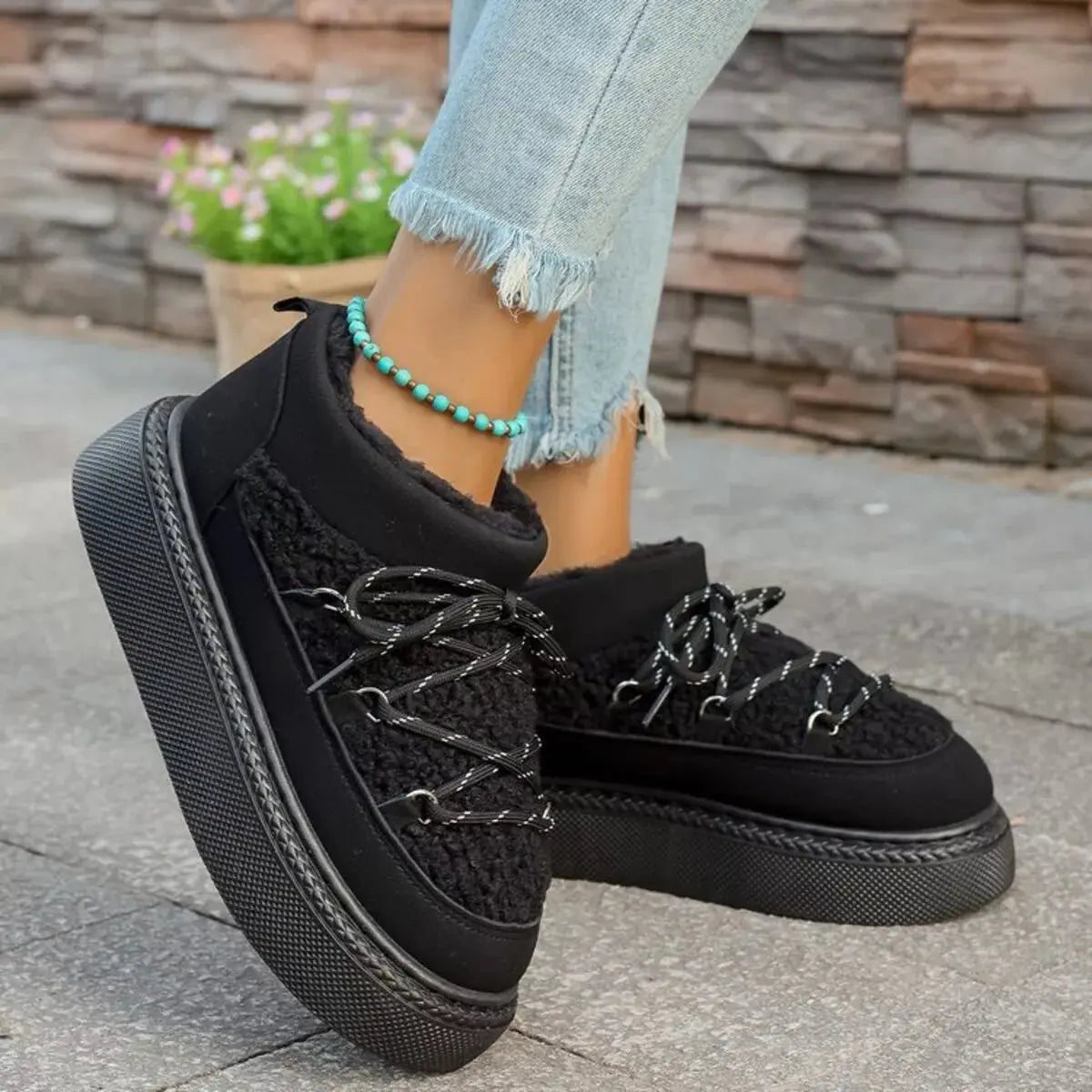 Cozy Plush Lined Lace-Up Platform Winter Boots Simply Love