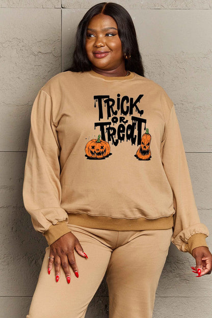 Simply Love Full Size TRICK OR TREAT Graphic Sweatshirt.