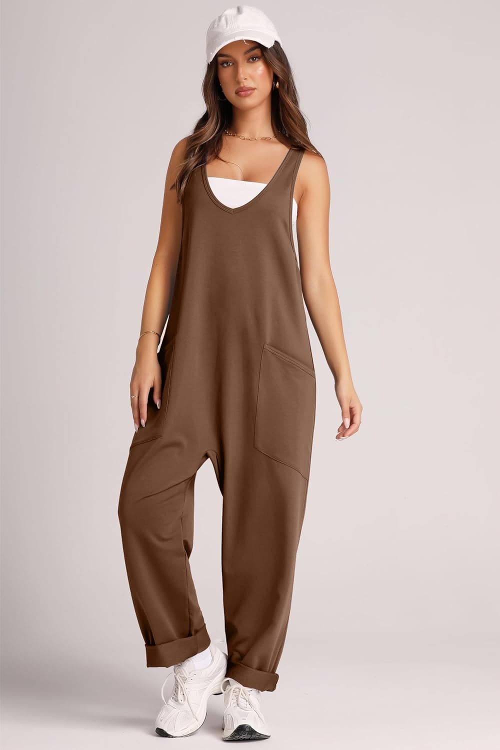 Wide Strap Jumpsuit with Pockets.