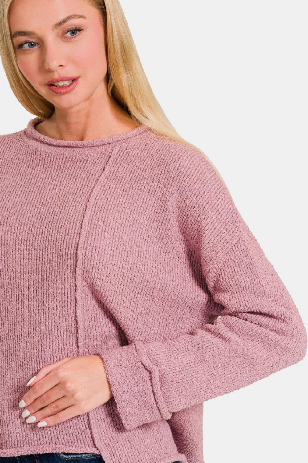 Asymmetrical chic drop shoulder sweater