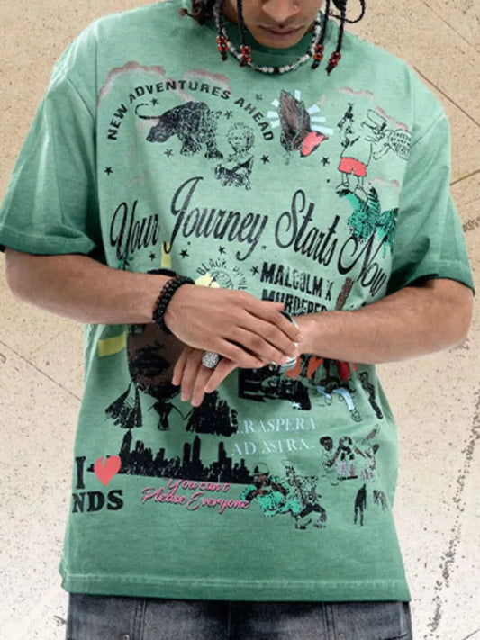 Men's Graphic Round Neck T-Shirt Simply Love