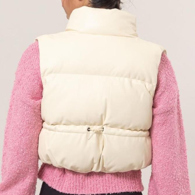 Leather Zip Up Cropped Puffer Vest Coco’s Tee Boutique