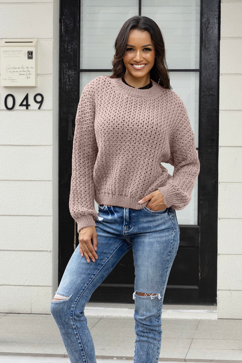 Round Neck Long Sleeve Sweater.