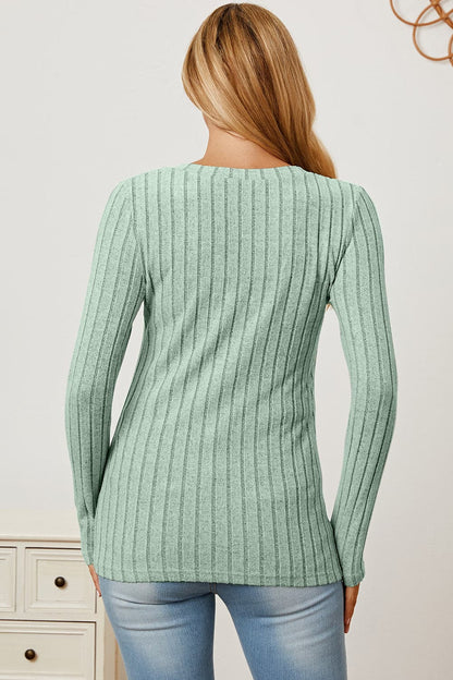 Versatile ribbed v-neck long sleeve tee for every occasion