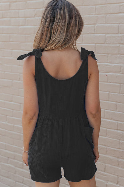 Scoop Neck Tie Shoulder Romper.