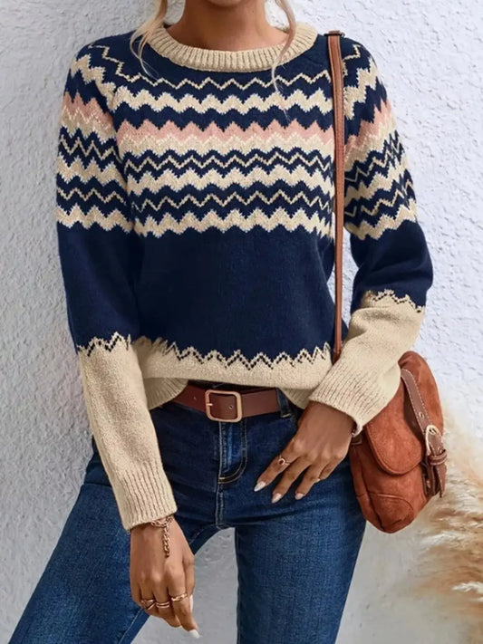 Geometric Pattern Knitted Sweater Simply Love