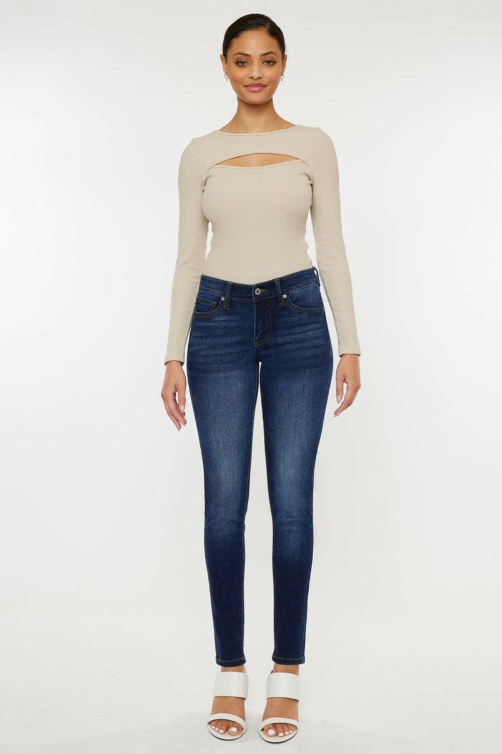 Kancan Mid Rise Gradient Skinny Jeans.