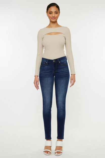 Kancan Mid Rise Gradient Skinny Jeans.