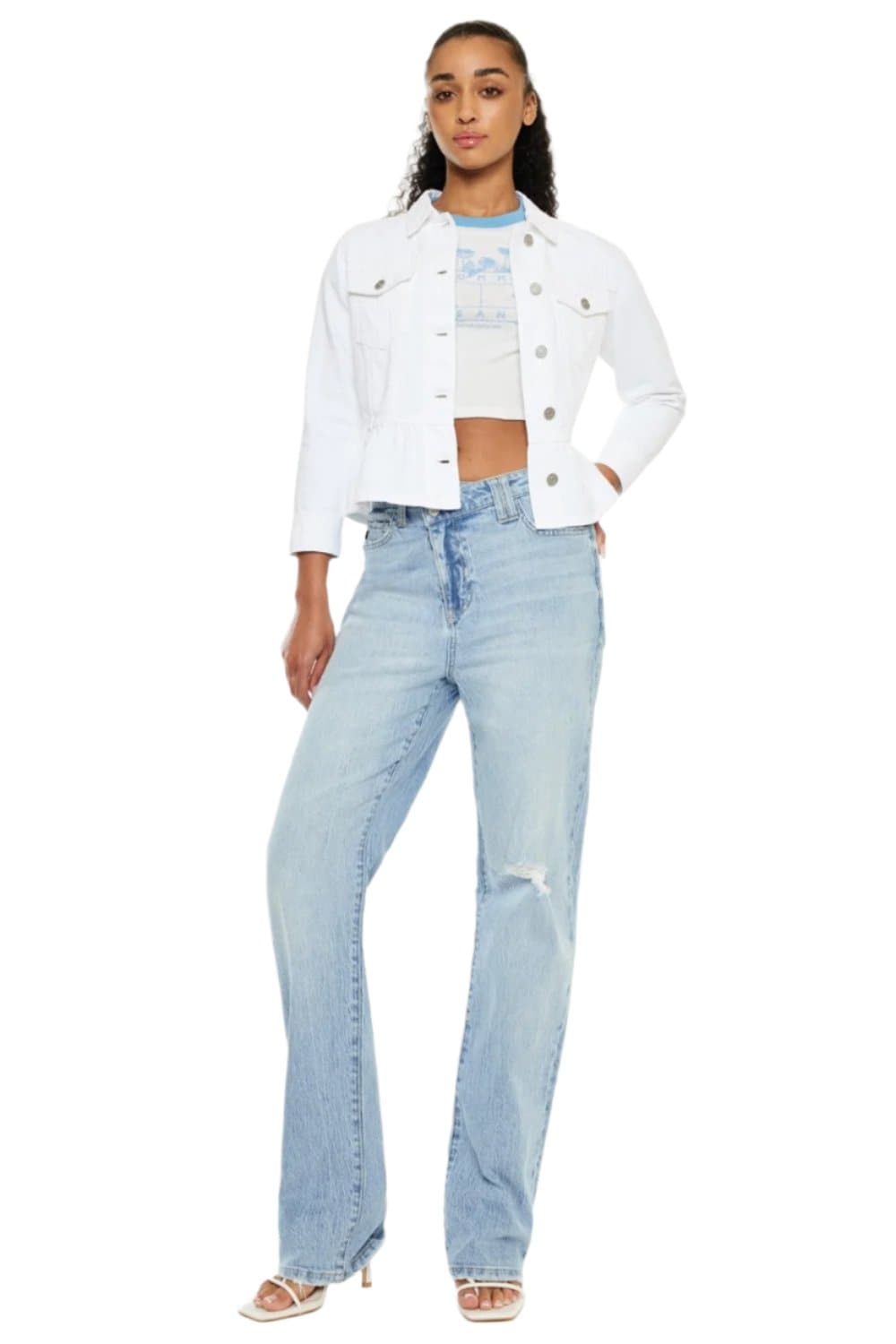 Kancan Distressed High Waist Straight Jeans.